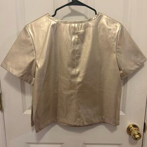 Anthropologie Metallic Cream Blouse